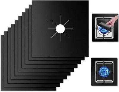 Obrázek produktu pro „Ochranná podložka pod plynový sporák s nepřilnavou povrchovou úpravou – na míru – černá – 27 x 27 cm“