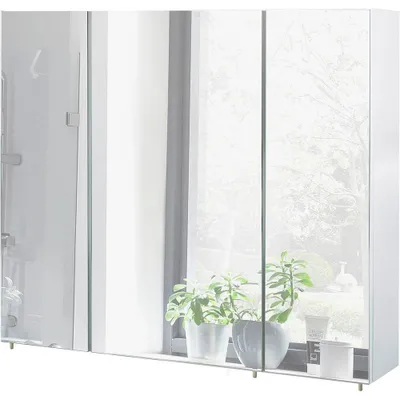 Obrázok produktu pre MÖBELPARTNER Základná zrkadlová skrinka 134108 biely lesk 90,0 x 16,0 x 70,7 cm
