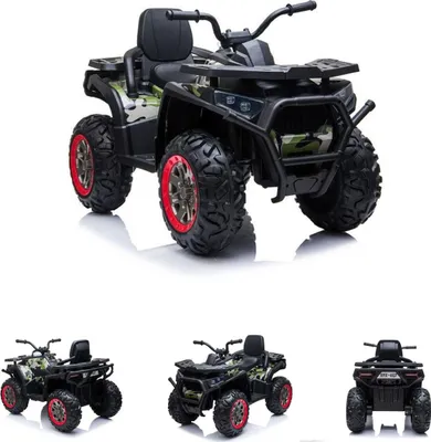 Image de ES-Toys Quad électrique pour enfants MP3, USB, indicateur de batterie, amortisseurs, moteurs 2x12V vert foncé