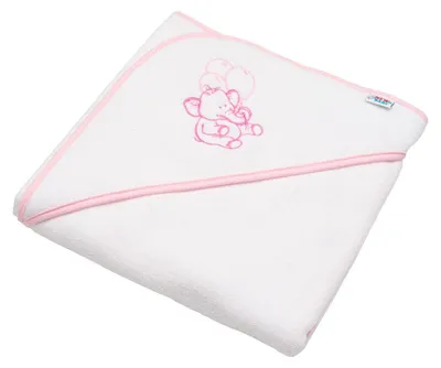 Obrázek produktu pro Dětská osuška s výšivkou a kapucí New Baby 80x80 white elephant