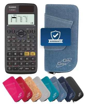 Produktbild von Casio FX-87 DE X Taschenrechner und Schutztasche hellblau