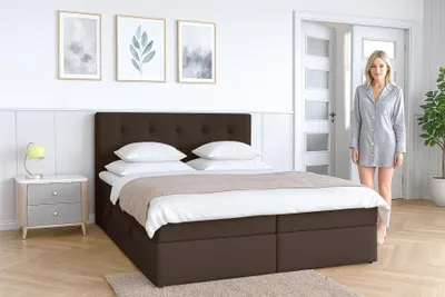 Produktbild von AX LIVING Baunei Boxspringbett 140x200 mit Bettkasten graues Bett
