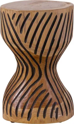 Image de MASSIVMOEBEL24 | Tabouret en racine de teck naturel brun et noir UNIKA #101