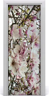 Produktbild von Tulup Türaufkleber 75x205 cm Dekorative Aufkleber Selbstklebend Wasserdichte Tapete Abnehmbar Schlafzimmer Wohnzimmer Wohnkultur - Magnolia Blumen-Wand-Abziehbild-Aufkleber