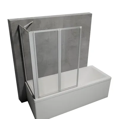 2-teiliger Badewannenaufsatz mit Seitenwand mit klarem Glas und alufarbigem Rahmen auf Badewanne