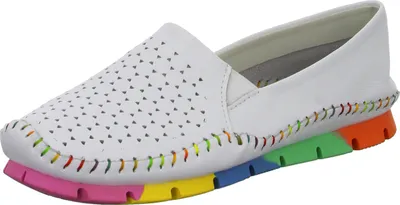 Produktbild von Cosmos Comfort, Slipper, Weiß, Damen, glattes Leder, Lasercuts, super weich, bunte Sohle