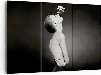 Produktbild von Bild auf Leinwand - Leinwandbild - 3 Teile - Nackt Frau Blumen - 165x110cm - Wand Bild - Wanddeko - Wandbilder - Leinwanddruck - Bilder - Wanddekoration - Leinwand bilder - Wandbild - CE165x110-4849
