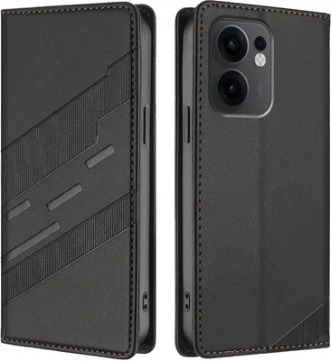 Immagine prodotto di Custodia per Oppo Reno13 F 5G/Reno13 F 4G, custodia a portafoglio in Finto cuoio con slot per schede e funzione stand Schwarz