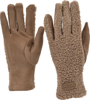 Produktbild von styleBREAKER Damen Touchscreen Handschuhe mit Teddyplüsch | Weiche warme Winter Fingerhandschuhe | Kuscheliger Smartphone Handschuh in vielen Farben
