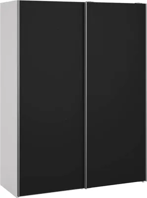 Produktbild von Kleiderschrank 2 Türen Elvire, Schlafzimmermöbel, Schrank, Garderobe, 150x61 h200 cm, Weiß und Schwarz