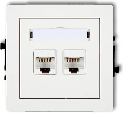 Obrázek produktu pro 2-zásuvková síťová zásuvka 2xRJ45 cat 5e DGK-2 KARLIK ELEKTROTECHNIK | DECO SERIES | BÍLÁ | Zásuvkový vypínač s rámečkem