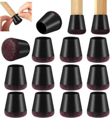 Produktbild von Famanu Stuhlgleiter Set 16 Stück, Silikonfußschoner mit Filzpad, rutschfest für Holzböden, geeignet für Beine von 14 mm - 20 mm