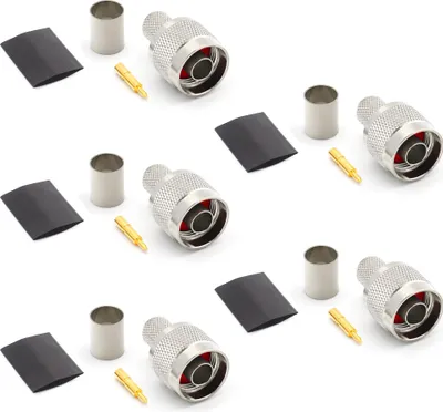 Image de N Connecteur mâle à sertir pour LMR400 Belden 9913 RG8, nickelé, avec broche dorée (pack de 5)