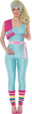 A woman wearing a Barbie-themed aerobic costume.