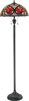 Zdjęcie produktu dla Lampa podłogowa, szkło Tiffany, metal, brąz, wys. 157,5 cm