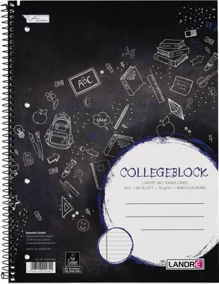 Produktbild von LANDRÉ Collegeblock "college" DIN A4 liniert 80 Blatt