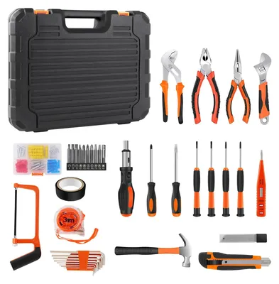 Immagine prodotto di Kit di attrezzi da 102 pezzi - Set di utensili professionali - Kit di riparazione completo - Valigetta portatile - Adatto per uso domestico e in garage - Colore: nero