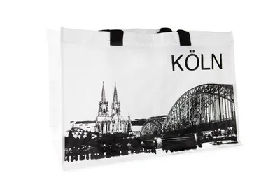 Produktbild von IKEA "Knoling" Tasche mit Köln Motiv weiß/schwarz - Einkaufstasche mit 71 Liter
