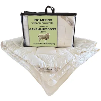 Produktbild von Bio Merino Schafschurwolle Ganzjahresdecke Kuschelzeit kbA und kbT in 240x220 cm
