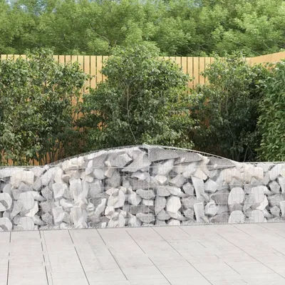 Produktbild von "Rabatt" Gabionen mit Hochbogen 4 Stk. - Stabile Konstruktion - 400x30x60/80 cm Verzinktes Eisen - Beete CC7417