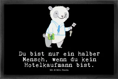 Produktbild von Mr. & Mrs. Panda fußmatte Hotelkaufmann Herz 50 x 75 cm - Schwarz - Geschenk, Gummimatte, Witzig, Hotelfachmann, Türvorleger, Spruch, Lustig, Schmutzfangmatte, Ausbildung