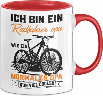Produktbild von Radfahrer Opa Tasse Geschenk Wie Ein Normaler Opa Geschenkidee Großvater Fahrrad Fahren Becher (Rot)