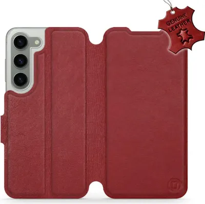 Image de Housse en cuir véritable pour Galaxy S23, Mobiwear Leather, rouge foncé