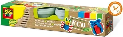 Imagen del producto de SES Creative, Set de cuatro plastilinas ecológicas "Superclay" para niños, arcilla de modelar, multicolor, para niños, 4 unidades, recipiente de plástico, 4 colores