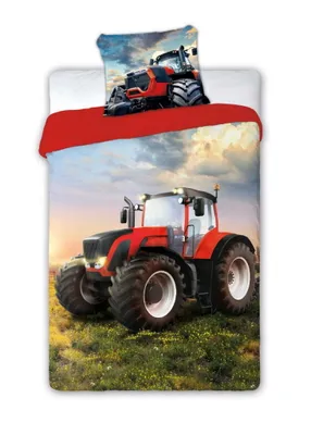 Produktbild von Jugendbettwäsche Set Traktor Rot 160X200 Baumwolle