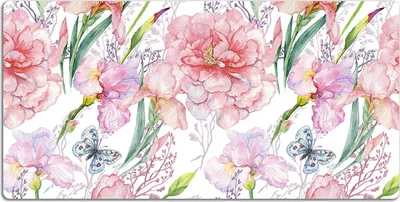 Produktbild von Schreibtischmatte Tischunterlage 90x45 cm Mauspad - Blumen Pfingstrosen