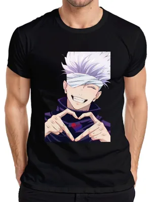 Immagine prodotto di Maglietta da uomo Jujutsu Kaisen Gojo Satoru Blindfold Anime Aesthetic Heart Gift, Nero, M