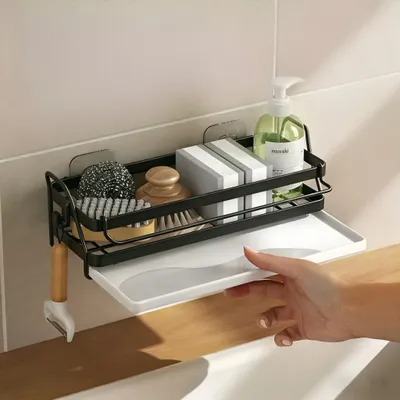 Spülenorganizer mit Ablaufwanne, schwarz, Metall, 1 Stück