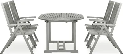 Obrázok produktu pre vidaXL 5-dielna záhradná jedálenská súprava (150-200) x 100 cm z masívneho dreva akácie sivá
