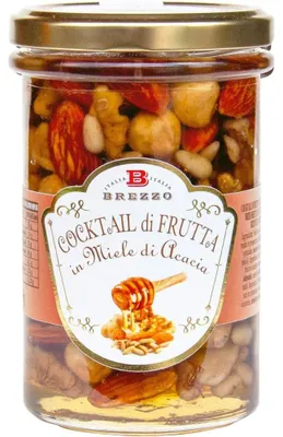 Produktbild von Brezzo Fruchtcocktail in Honig, köstliche Früchte, 350 g