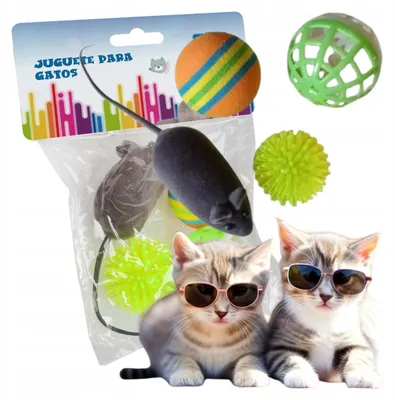 Produktbild von Nobleza Katzenspielzeug Set mit Maus, Ball und Glocke 4-teilig