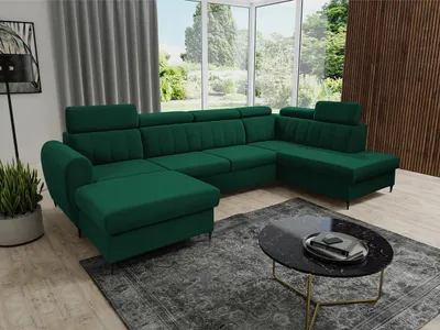 Obrázek produktu pro Sedačka na každodenní spaní do U LAKEWAY XL - zelená, levý roh
