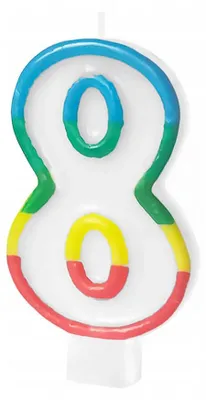 Image de PartyPal, bougie d'anniversaire chiffre 8, multicolore, 8,5 cm
