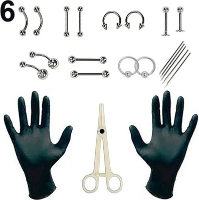 Produktbild von Professionelles Body Piercing Tool Kit Ohr Nase Nabel Nippel Edelstahl Nadeln Set-#6