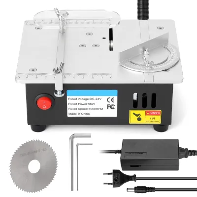 Produktbild von Mini Tischkreissäge 96W, 7-stufig verstellbarer Elektroschneider, Desktop-Stromversorgung