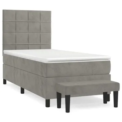 Obrázek produktu pro vidaXL Postel Boxspring s matrací Light Grey 90x200 cm Velvet