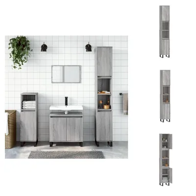 Immagine prodotto di vidaXL Mobile da bagno Grigio Sonoma 30x30x190 cm Materiale a base di legno - Lavabi da bagno