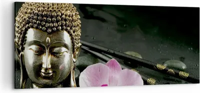 Produktbild von Bild auf Leinwand - Leinwandbild - Buddha Blume Stöcke - 120x50cm - Wand Bild - Wanddeko - Leinwanddruck - Bilder - Kunstdruck - Wanddekoration - Leinwand bilder - Wandkunst - AB120x50-0145