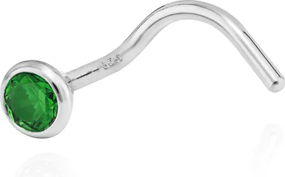 Produktbild von NKlaus Nasenpiercing 925 Silber Nasenstecker Spiralen-Form 3,5mm Zirkonia Grün 14845