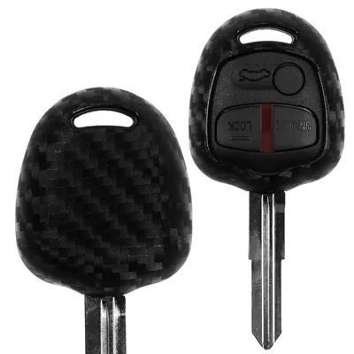 Zdjęcie produktu dla Silikonowa osłona kluczyka samochodowego o wyglądzie karbonu kompatybilna z pilotem zdalnego sterowania Mitsubishi Lancer VIII ASX Outlander II L200 Mirage