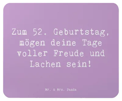 Produktbild von Mr. & Mrs. Panda Mouse Pad Spruch 52. Geburtstag Freude - Lavendeltraum - Geschenk, Geburtstagsgeschenke, liebevolle Wünsche, Lachen, besondere Anlässe, Mauspad, laptop
