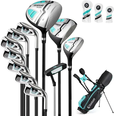 Produktbild von GOPLUS Golfschläger Set Damen, 15er Golf Set mit 460cc #1 Driver, #3 Fairway-Holz, Hybrid, Eisen (#5 #6 #7 #8 #9 #P #S) & Putter, Komplettset