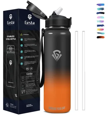 Produktbild von Nachhaltige Thermosflasche mit Strohhalm, 1 Liter