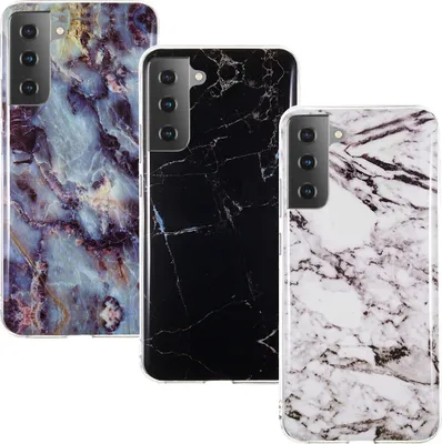 Produktbild von CLM-Tech Hülle 3x kompatibel mit Samsung Galaxy S22 - TPU Silikon-Hülle Case Schutzhülle Handyhülle 3er Set - Marmor schwarz weiß mehrfarbig