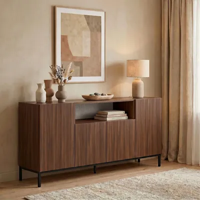 Produktbild von Skye Decor, Hochwertiger Konsolentisch, Milano Walnuss & Schwarz, 160 cm, 100% Melamin