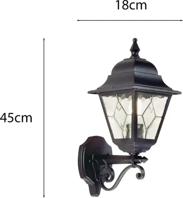 Produktbild von LED Außenwandleuchte stehend im Landhausstil mit Bleiglas, Hausbeleuchtung 44cm